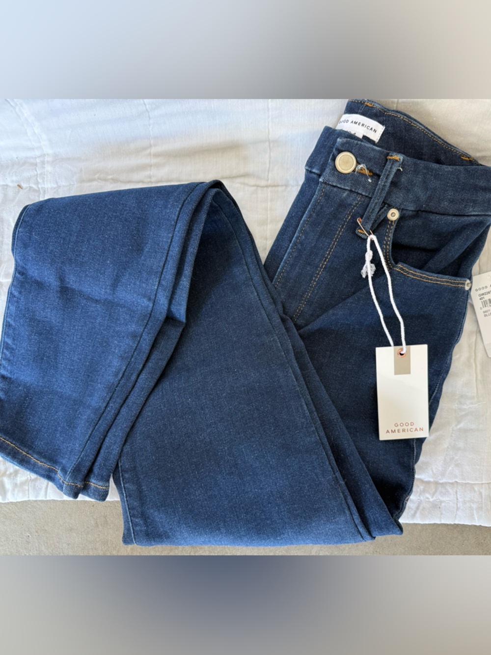 Good American Dark Blue Denim Skinny Jeans Label View - Picture 3 of 6